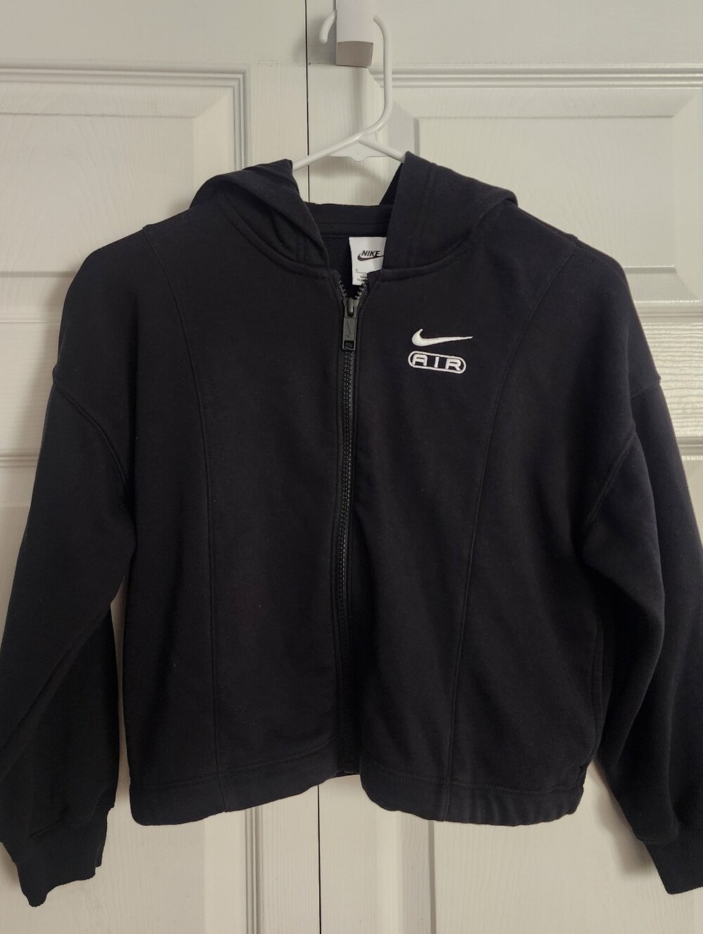 Nike‎ Air Black Cropped Hoodie with Large White Swoosh and AIR Graphic, Womens S - Picture 4 of 9
